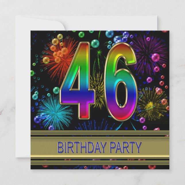 46th Birthday party Invitation with bubbles (Front)