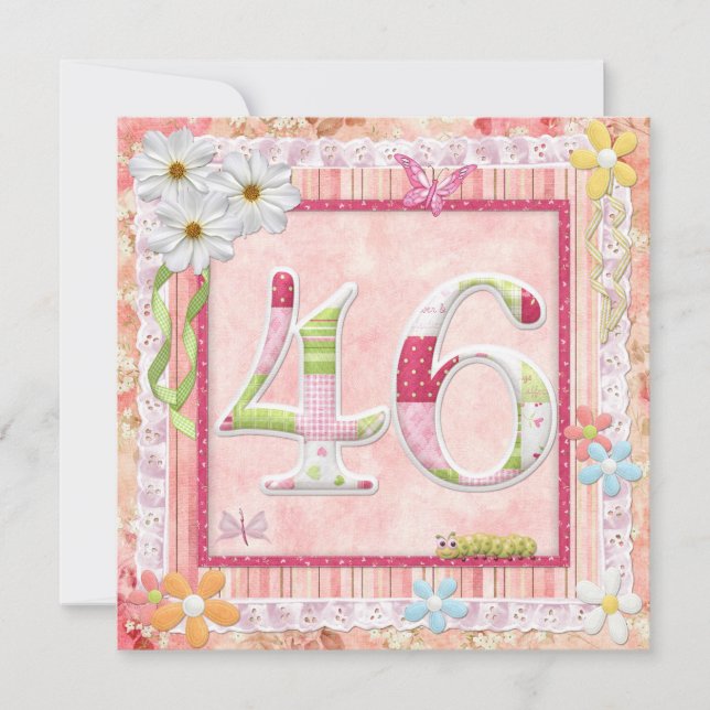 46th birthday party scrapbooking style invitation (Front)