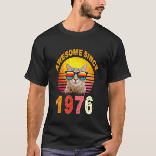 46th Birthday Vintage Cat Awesome Since 1976 T-Shirt