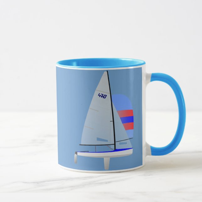 470 Class Racing Sailboat Mug (Right)