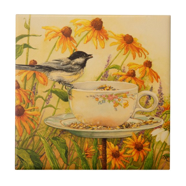 4773 Chickadee on Teacup Tile (Front)
