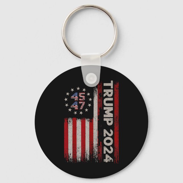 47 Donald Trump 2024 American Flag 2024 Election  Keychain (Front)