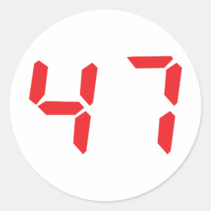 47 fourty-seven red alarm clock digital number classic round sticker