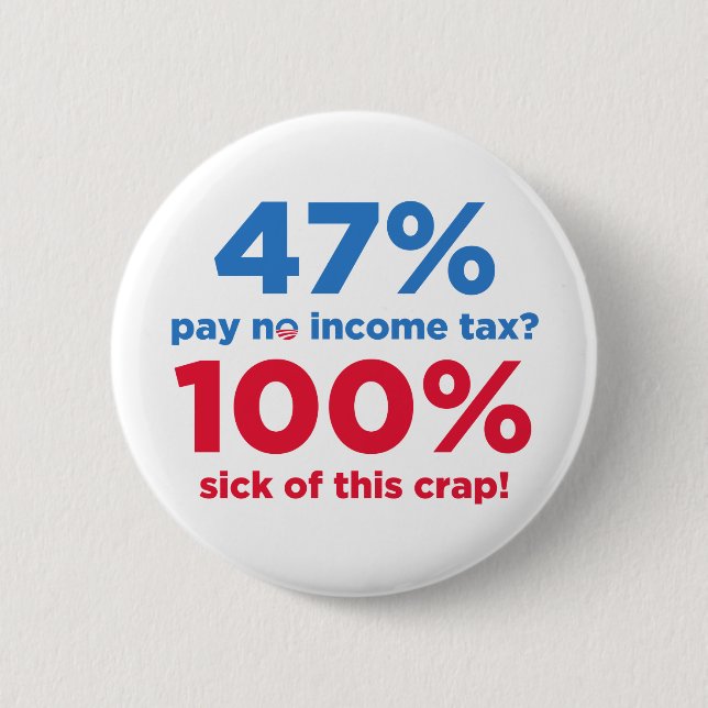 47% Pay No Taxes? 2 Inch Round Button (Front)