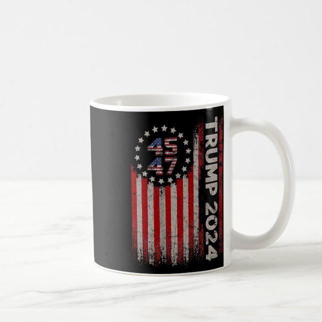 47 Trump 2024 American Flag  Coffee Mug (Right)