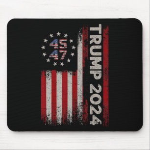 47 Trump 2024 American Flag (on Back) 1 Mouse Pad