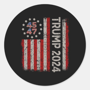 47 Trump 2024 American Flag (on Back) Classic Round Sticker