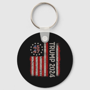 47 Trump 2024 American Flag (on Back) Keychain