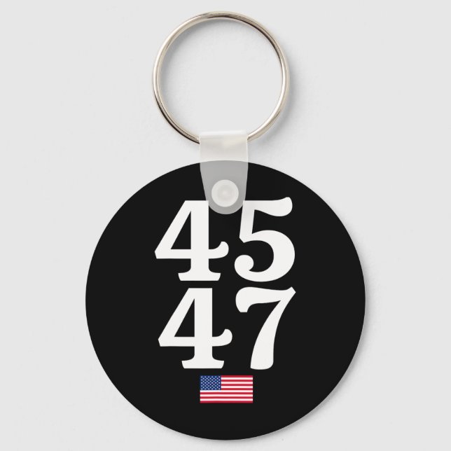 47 Trump 2024 Usa American Flag  Keychain (Front)