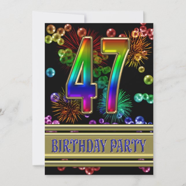 47e anniversaire Invitation avec bulles (Devant)