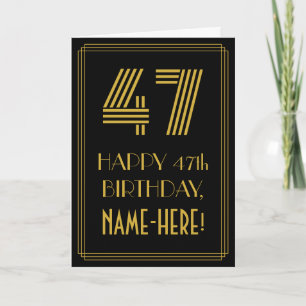 47th Birthday: Art Deco Inspired Look "47" & Name Card