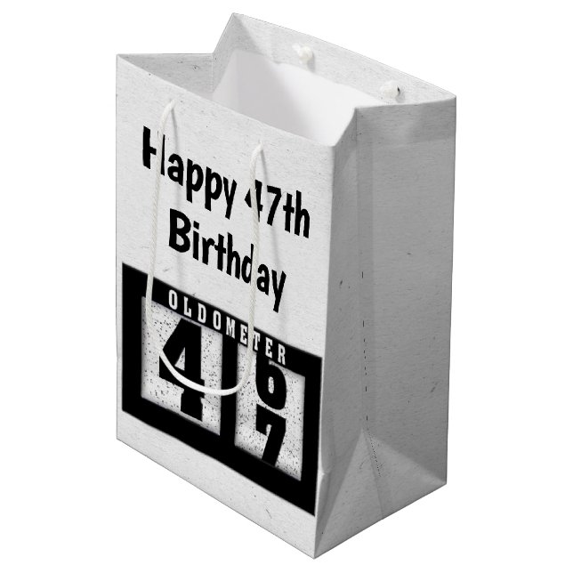 47th Birthday Black Odometer      Medium Gift Bag (Front Angled)