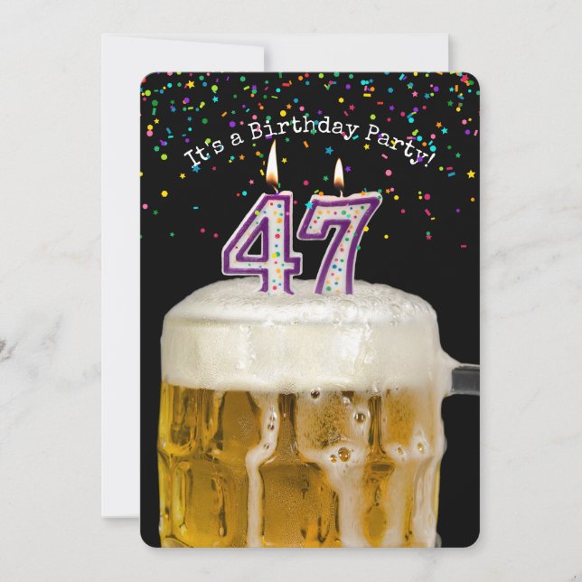 47th Birthday Candle Party Invitation (Front)