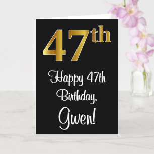 47th Birthday ~ Elegant Luxurious Faux Gold Look # Card