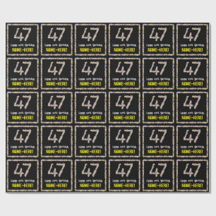 47th Birthday: Floral Flowers Number, Custom Name Wrapping Paper