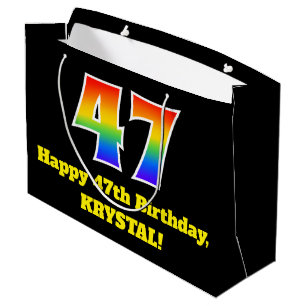 47th Birthday ~ Fun, Colourful, Vibrant, Rainbow 4 Large Gift Bag