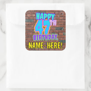 47th Birthday – Fun, Urban Graffiti Inspired Look Square Sticker