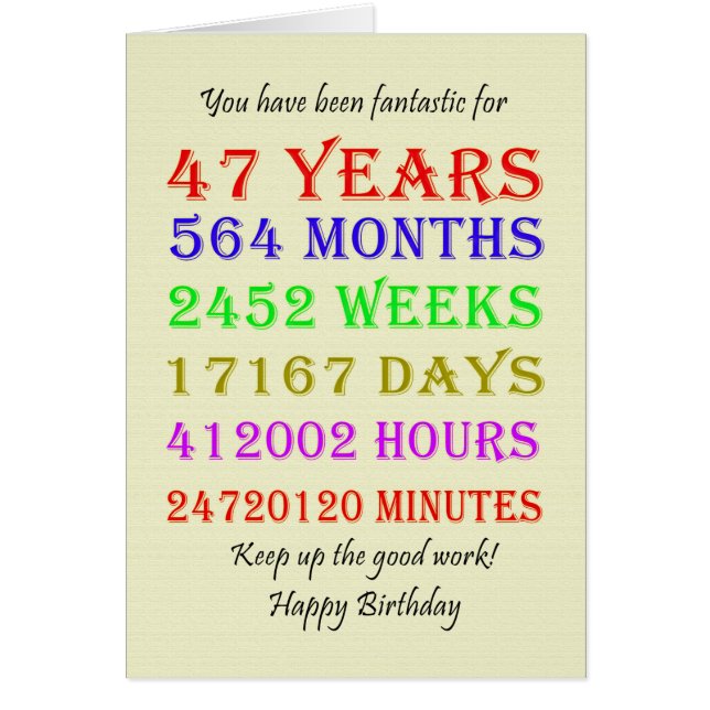 47th Birthday Milestones (Front)