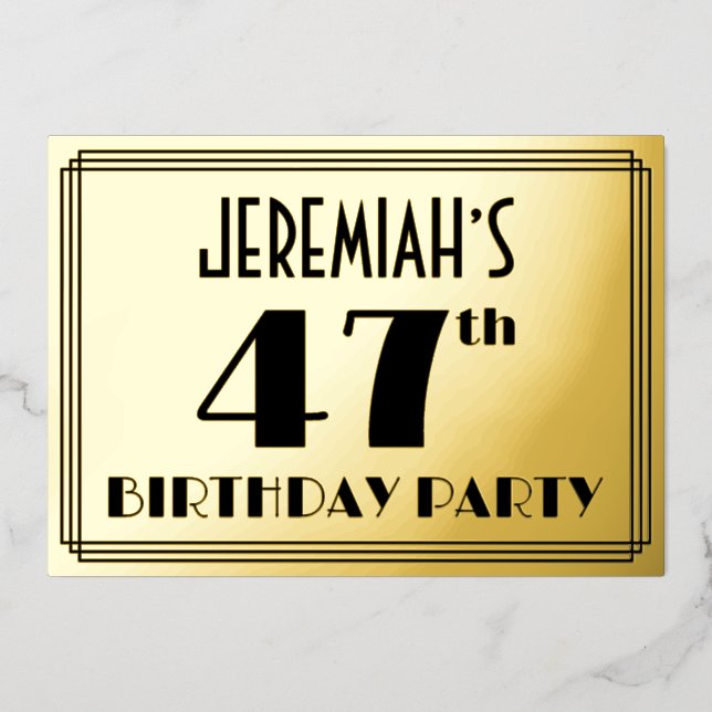 47th Birthday Party — Art Deco Look “47” + Name (Front)