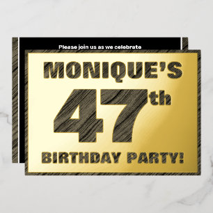 47th Birthday Party — Bold, Faux Wood Grain Text