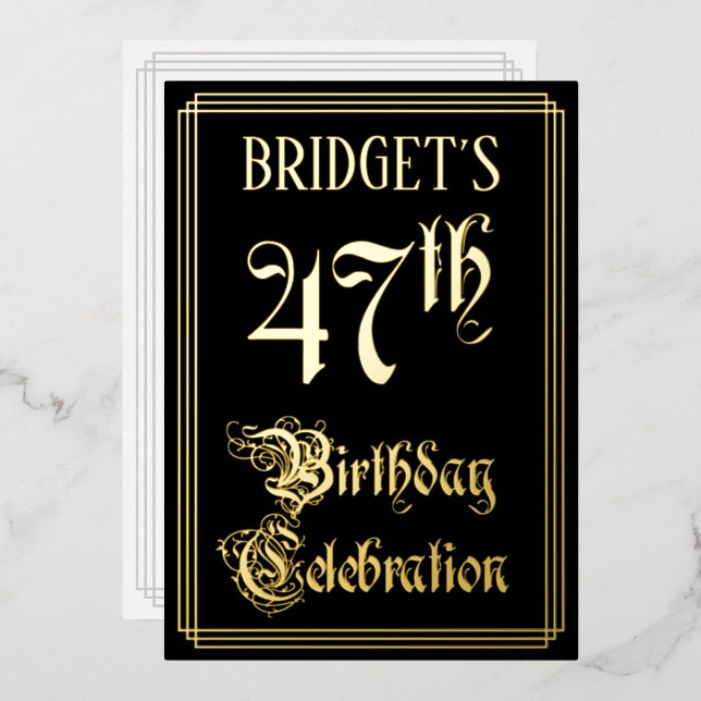 47th Birthday Party — Fancy Script & Custom Name (Front/Back)