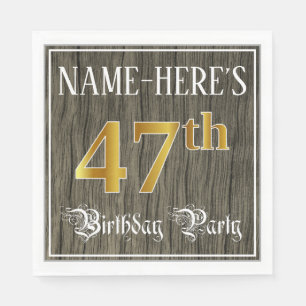 47th Birthday Party — Faux Gold & Faux Wood Looks Napkin