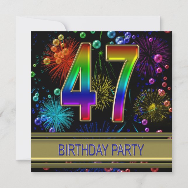 47th Birthday party Invitation with bubbles (Front)