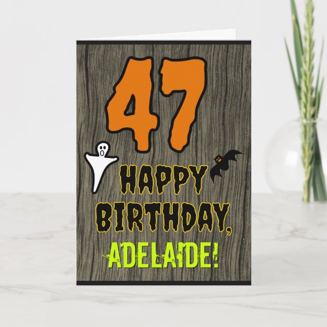 47th Birthday: Spooky Halloween Theme, Custom Name Card (Front)