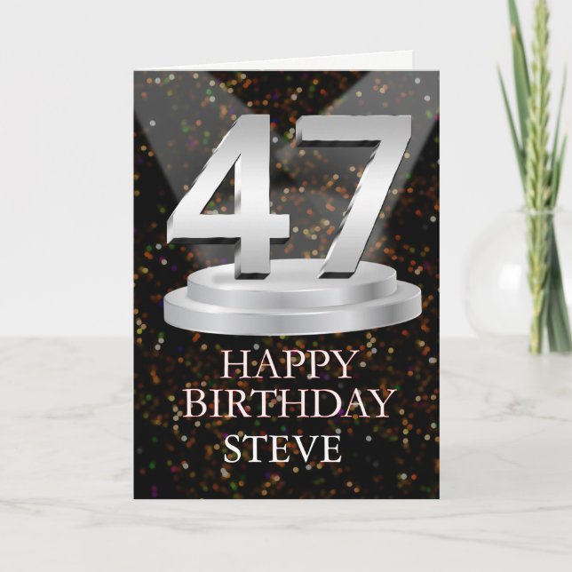 47th Birthday Spotlights Ajouter une carte de nom (Devant)