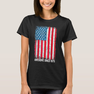 47th Birthday Vintage Usa Flag Awesome Since 1975 T-Shirt