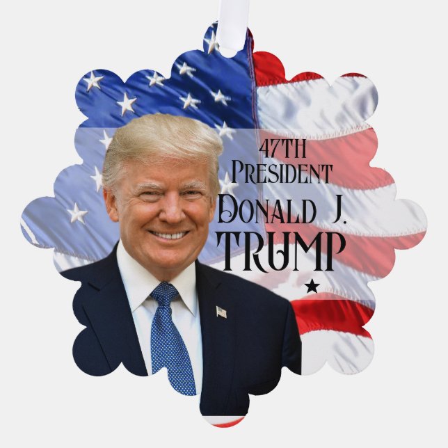 47th President Trump 2024 2-Sided American Flag Ornament Card (Front)
