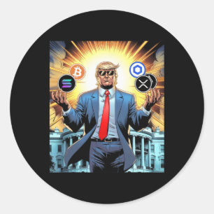 47th President Trump Crypto Hodler Coin Btc Sol Xr Classic Round Sticker