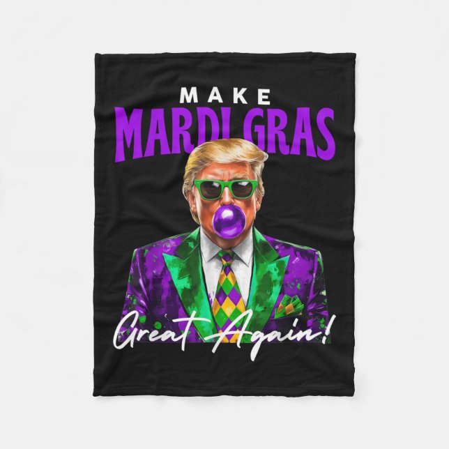 47th President Trump Pop Art Mardi Gras New Orlean Fleece Blanket (Front)
