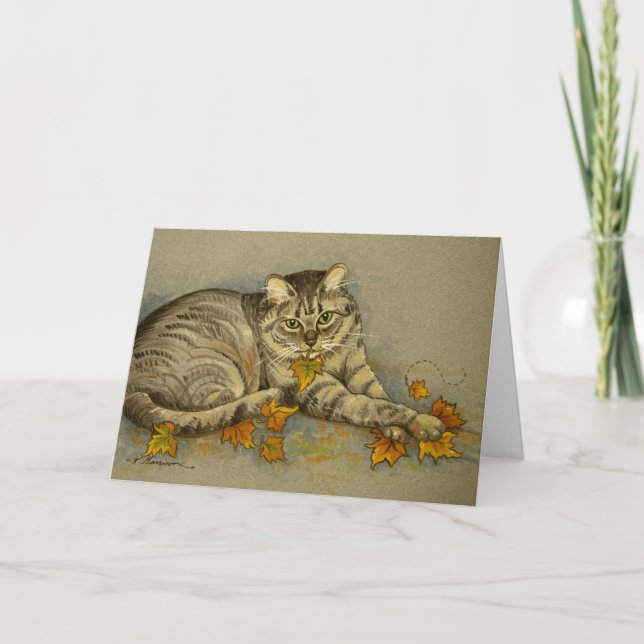4872 Autumn Cat Birthday Card (Front)