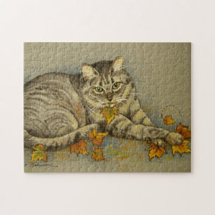 4872 Cat au puzzle des feuilles d'automne