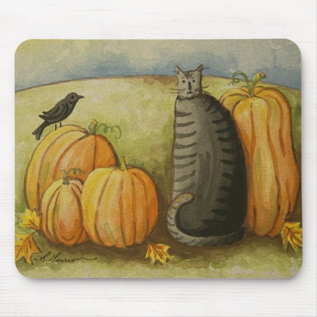 4874 Harvest Cat Halloween Mousepad (Front)