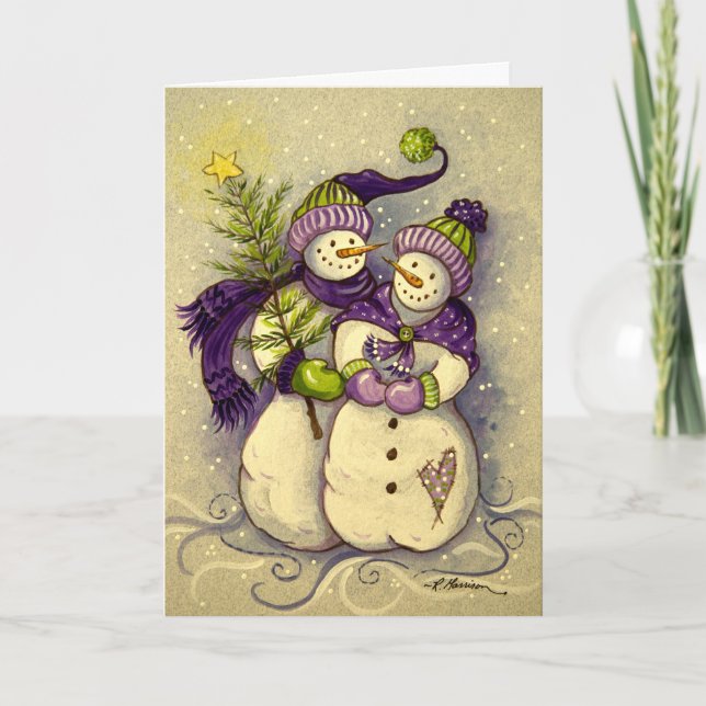 4882 Snowmen Christmas Holiday Card (Front)
