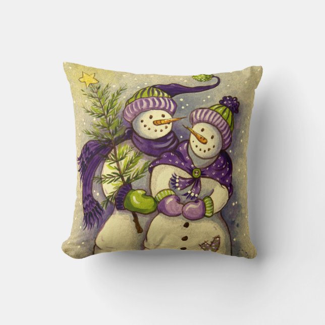 4882 Snowmen Christmas Throw Pillow (Front)