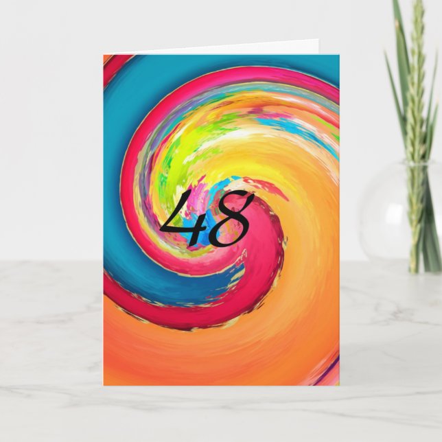48 Colourful Abstract Birthday Card (Front)