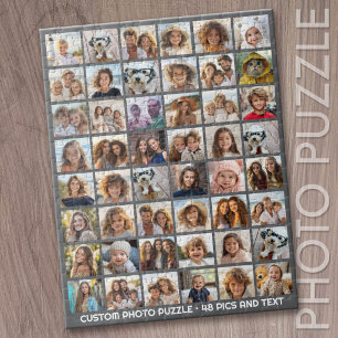 48 Photo Collage - 8 Rows 6 Columns - Simple Text Jigsaw Puzzle