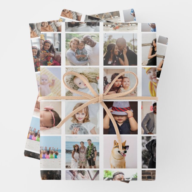48 Photo Collage Template Make Your Own Fun Wrapping Paper Sheet (In situ)