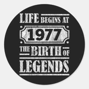 48 Year Old 1977 Birth Of Legend 48th Birthday Classic Round Sticker