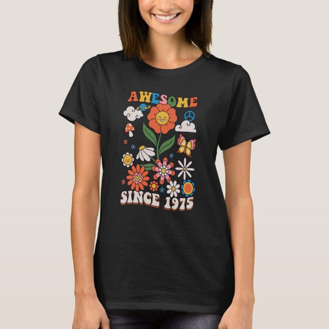 48 Year Old Awesome Since 1975 Groovy Retro 48th B T-Shirt (Front)