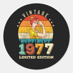 48 Year Old Bday 1977 Vintage 48th Birthday Women Classic Round Sticker