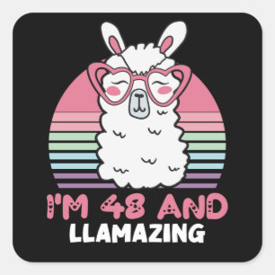 48 Year Old Bday Llamazing Llama 48th Birthday Square Sticker
