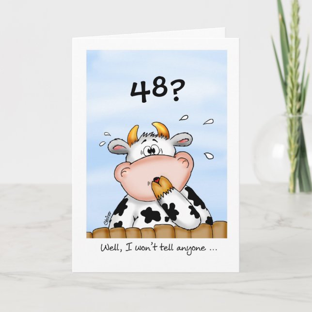 48e anniversaire - Carte humoristique avec vache s (Devant)
