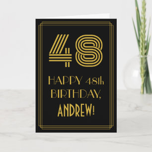 48th Birthday: Art Deco Inspired Look "48" & Name Card