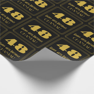 48th Birthday – Art Deco Inspired Look "48" & Name Wrapping Paper