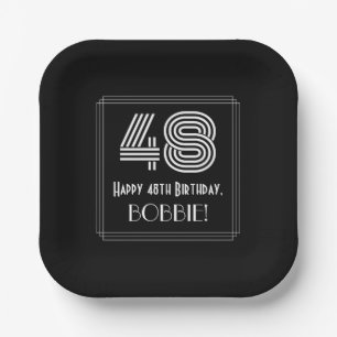 48th Birthday — Art Deco Inspired Look “48”  Paper Plate