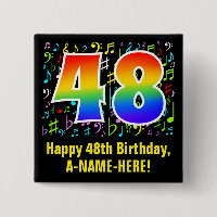 48th Birthday: Colourful Music Symbols, Rainbow 48